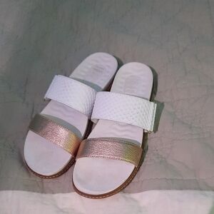 Sperry Gold and White Sandals with Wide Strap